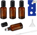15ML Roller Bottles for Essential Oil, 4 Pack Empty Amber Glass Roller Bottle by HEYLEAYAR