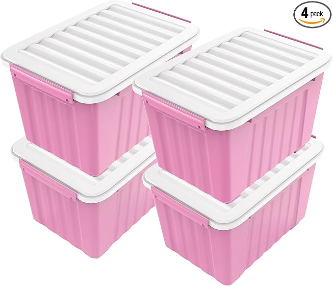 Nazhura Plastic Storage Bin, Stackable and Nestable Storage Boxes by NazhuraGoodCompanionAtHome