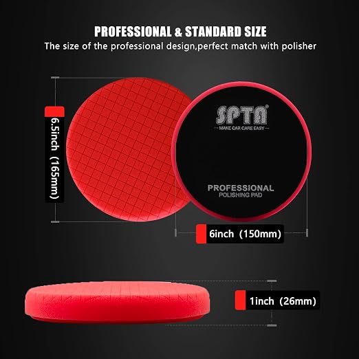 Red Finish Polishing Pads, Buffing Pads, SPTA 1Pc 6.5 Inch Face - Image 2