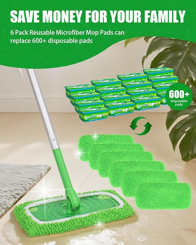 Reusable Wet Pads Refill for Swiffer Sweeper Mop, Dry Sweeping Cloths & Wet - Image 8