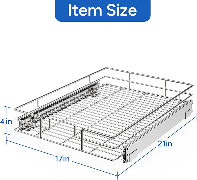 ROOMTEC Pull Out Cabinet Organizer, Cabinet Pull Out Shelves 17" W x 21" D - Image 3