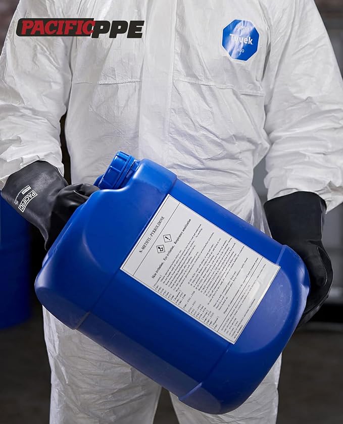 PACIFIC PPE Heavy Duty Latex Chemical Gloves, Strong Acid Resistance Rubber - Image 8