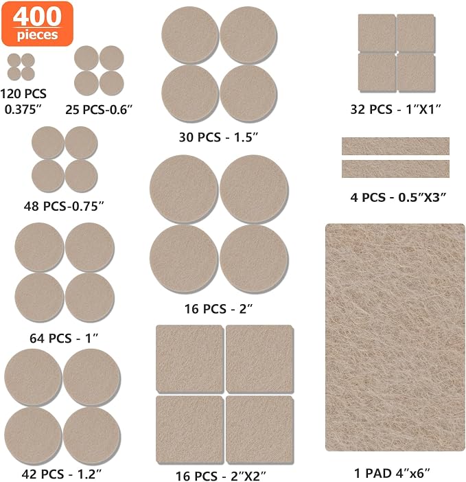 Felt Furniture Pads 400 Pieces, Furniture Pads - Image 3