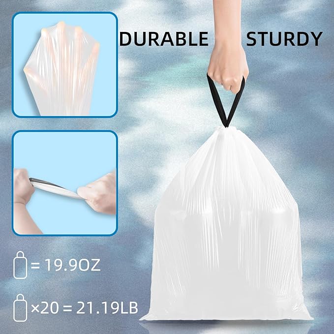 120 Counts 1.6 Gallon Mini Drawstring Trash Bags, Small Garbage Bags by KSSKSS - Image 5