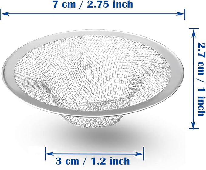 50 pcs Heavy Duty Stainless Steel Slop Basket Filter Trap, 2.75" Top / 1" Mesh - Image 2