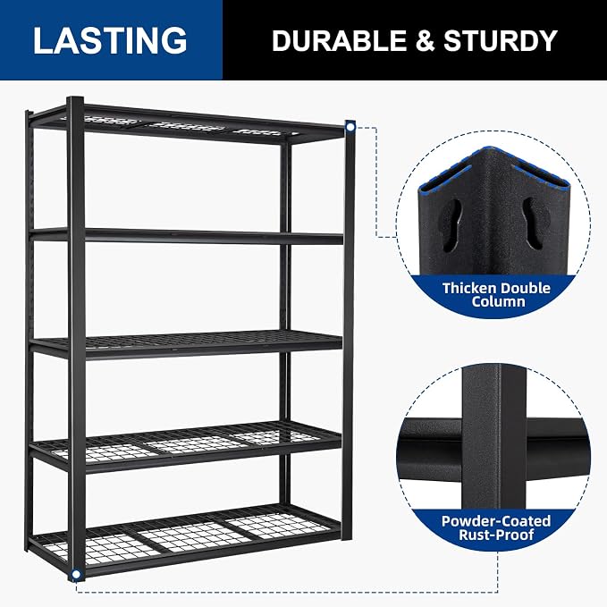 BILT HARD 48”W x 18”D x 72”H Garage Shelving, 5-Tier Heavy Duty Storage Shelves - Image 5