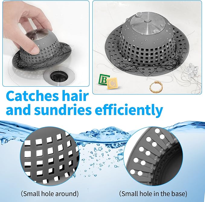 Shower Drain Hair Catcher, Bathtub Drain Cover Foldable Silicone Shower & Tub - Image 5