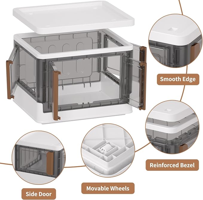 HAIXIN Closet Organizers and Storage, 4 Doors Opening Stackable Storage Box - Image 3