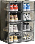 XXL Drop Front Shoe Storage Box Stackable, 8 Pack Shoe Display Case Fit US 15 by Unknown
