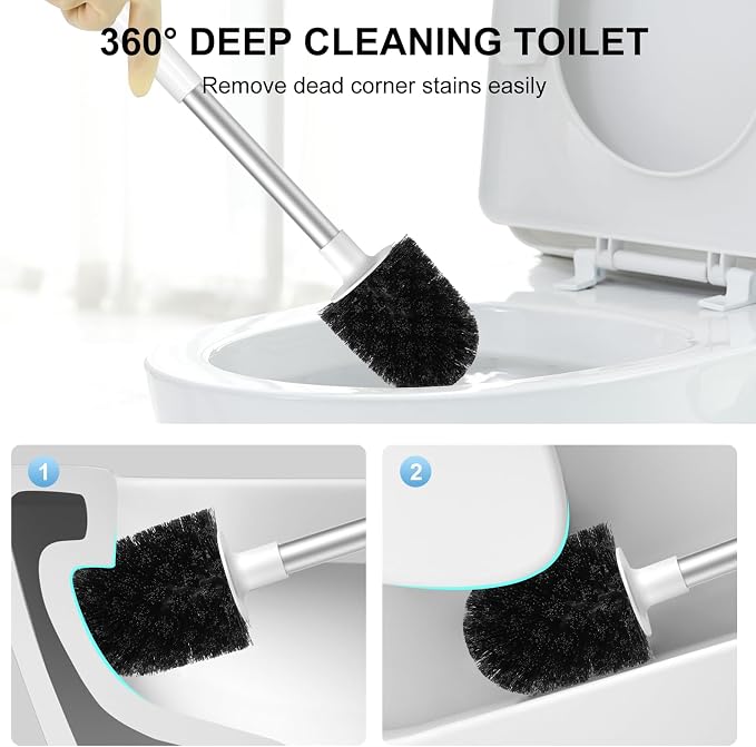 SetSail Toilet Brush and Holder, Self Closing Lid Toilet Bowl Brushes Holder - Image 6