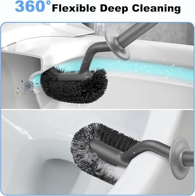HAMITOR Toilet Bowl Brush Holder Set: Curved Design - Image 3