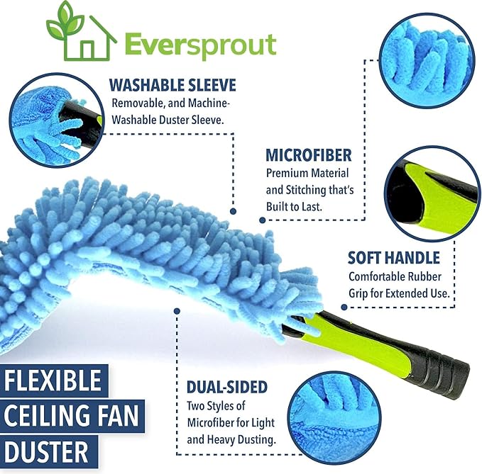 EVERSPROUT 3 Foot Flexible Microfiber Ceiling & Fan Duster | Bendable to Clean - Image 6