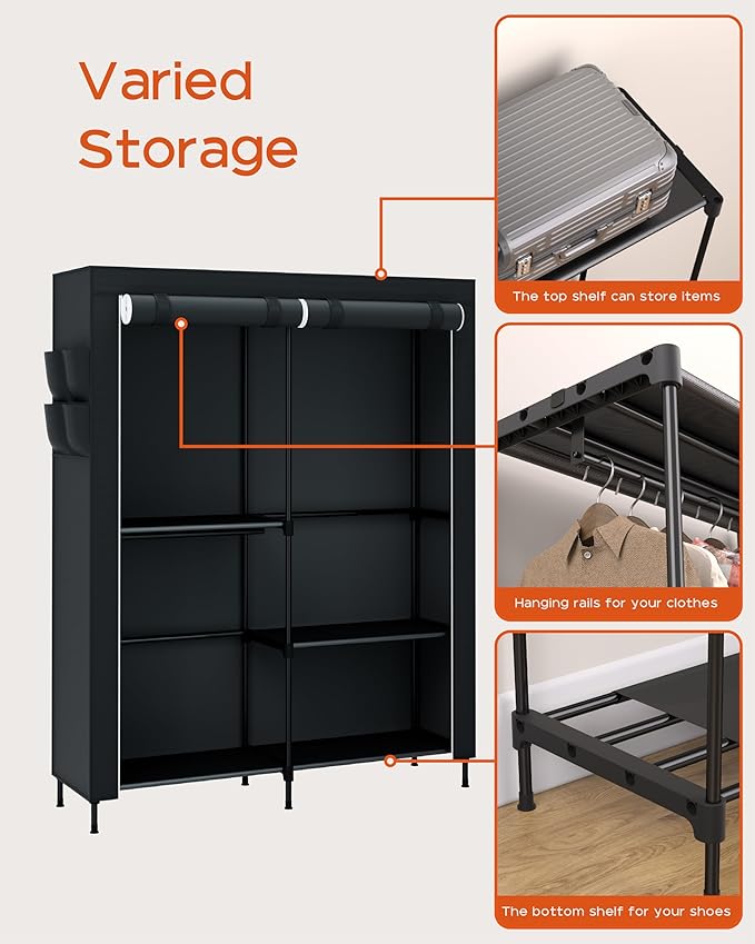 Clothes Rack, Portable Closet, 54.7 Inch Large Capacity Wardrobe Closet - Image 6