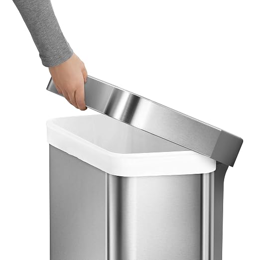 simplehuman 55 Liter / 14.5 Gallon Rectangular Hands-Free Kitchen Step Trash Can - Image 6