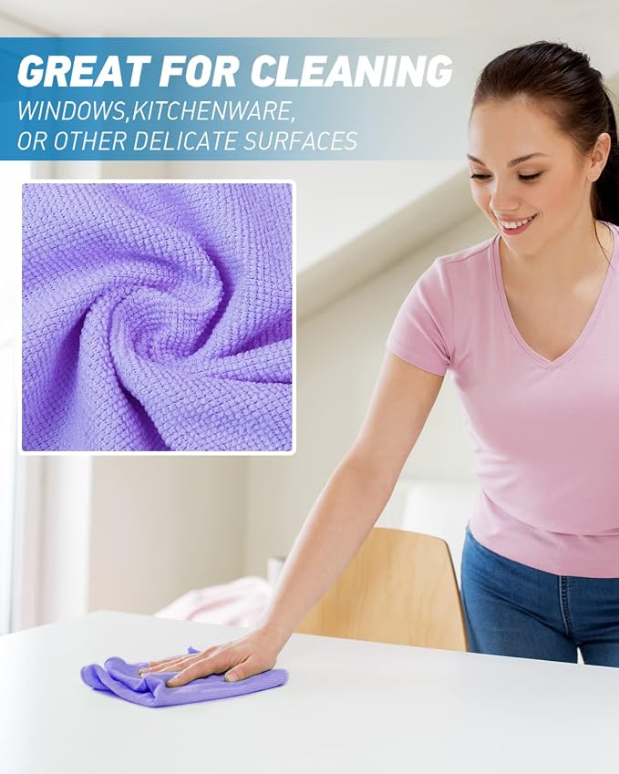 Microfiber Cleaning Cloth-24Pcs Ultra Soft Highly Absorbent Rags - Image 4
