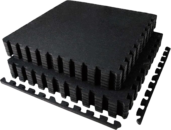 AIRHOP 0.56in Thick 48 Sq Ft Exercise Equipment Mats, 12 Tiles Upgraded Rubber by Airhop