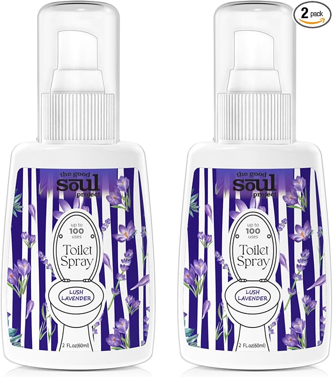 Toilet Spray 2Oz, Lavender Scent, Bathroom Deodorizer, Travel Size Air by THEGOODSOULPROJECT
