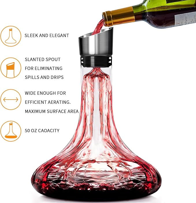 Wine Decanter Built-in Aerator Pourer, Wine Carafe - Image 5