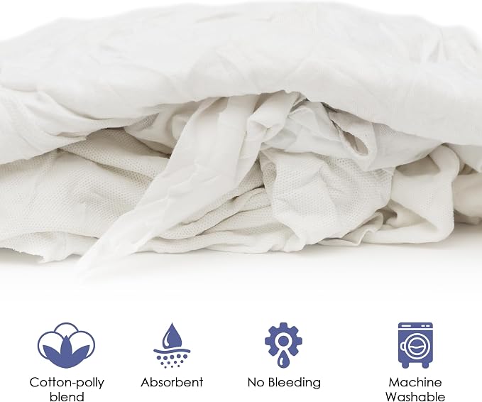 Huck & Terry White T-Shirt Bag of Rags, 100% Recycled Material, Cotton Blend - Image 5