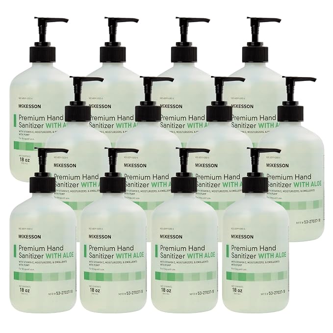 McKesson Hand Sanitizer with Aloe, 18 oz Pump Bottle – Bulk, 70% Ethyl Alcohol by McKesson