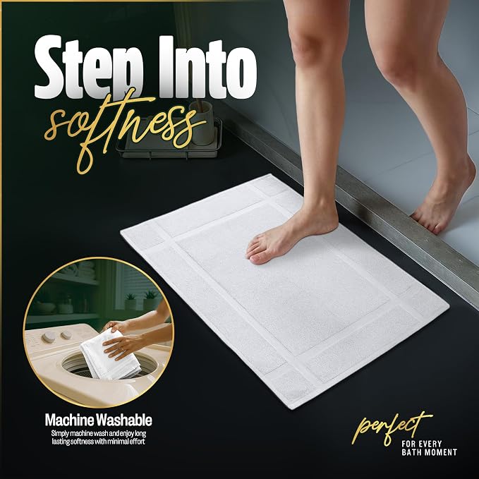 Pearl Linens Pack of 6 100% Cotton Bath Mat 18x25 inches, Soft & Absorbent - Image 3