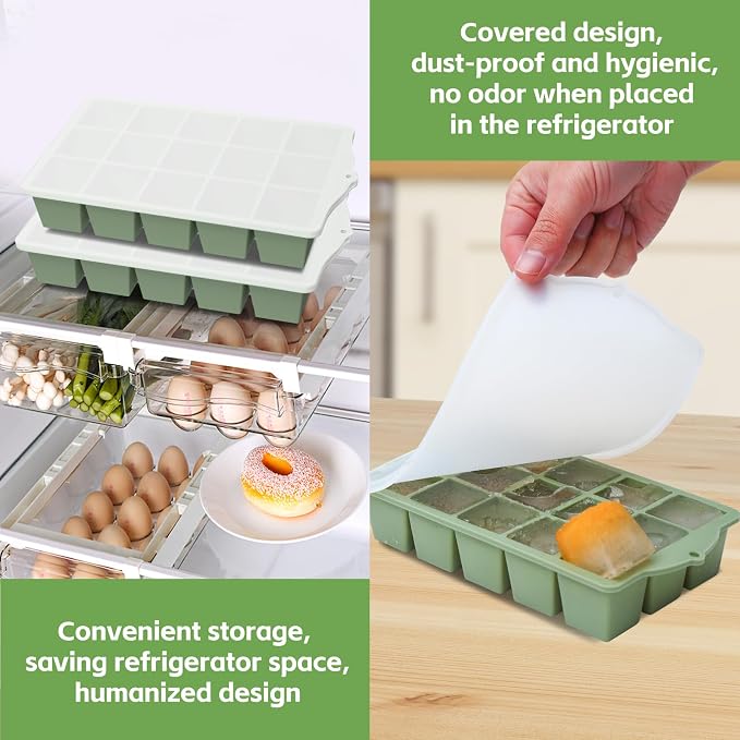 Silicone Ice Cube Tray, 3 Pack Easy-Release Stackable Ice Trays - Image 5