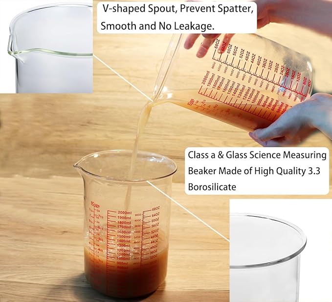 High Borosilicate Glass Measuring Cup-V-Shaped Spout，Glass Measuring Beaker - Image 2