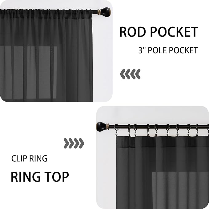 Tollpiz Small Sheer Curtain Linen Textured Curtain Sheers Doorway Light - Image 5