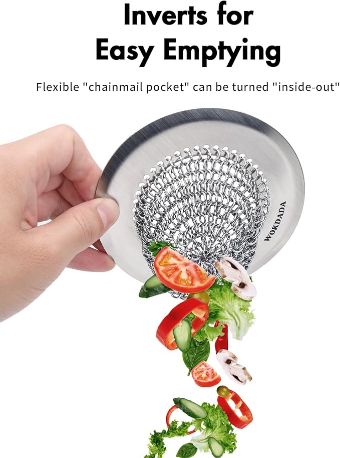 2 Pcs Sink Drain Strainer: Anti-Slip Flexible Chainlink, 304 Stainless Steel. - Image 4