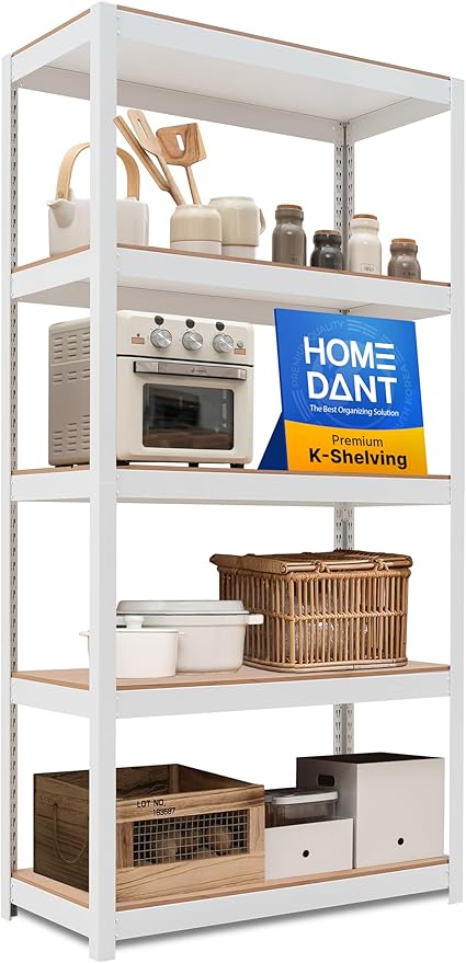 HOMEDANT House 5-Tier Laminated Metal Shelving Unit Adjustable Storage Utility by TheBestOrganizingSolution