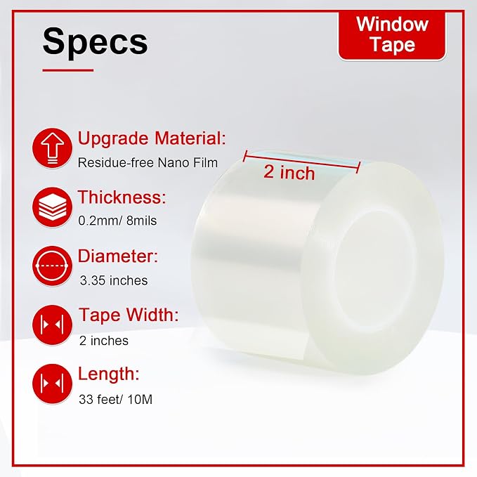Transparent Window Weather Sealing Tape 2 Inch x 33 FT Weather Stripping - Image 2