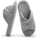 Chantomoo Slippers for Women Memory Foam House Bedroom Corduroy Bow Crossbands by Chantomoo