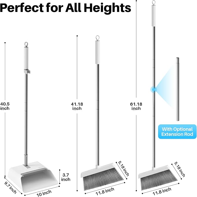 JOYMOOP 2 Pack Broom and Dustpan Set, Upright Angle - Image 4