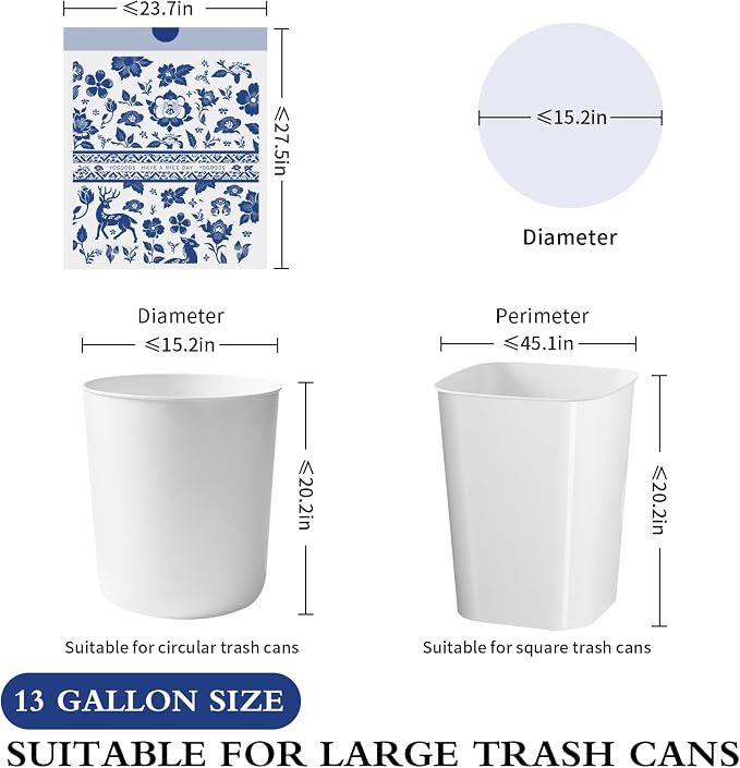 VOK Trash Bags 13 Gallon with Drawstring, Leakproof Printed Garbage Bags 13 - Image 2