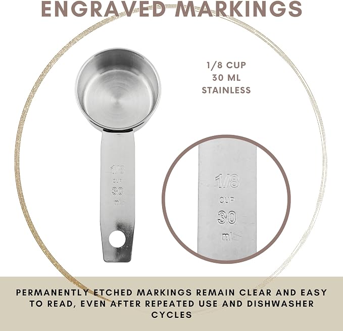 1/8 Cup Stainless Steel Measuring Cup | Sturdy Metal 30 ml | 30 cc | 1 oz | - Image 6