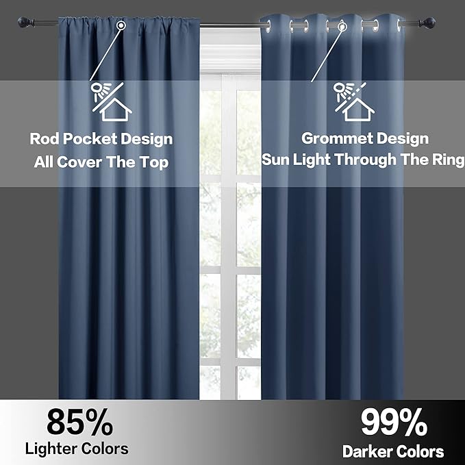 RYB HOME Short Blackout Curtains 36 inches, Solid Heavy Duty Small Window - Image 6