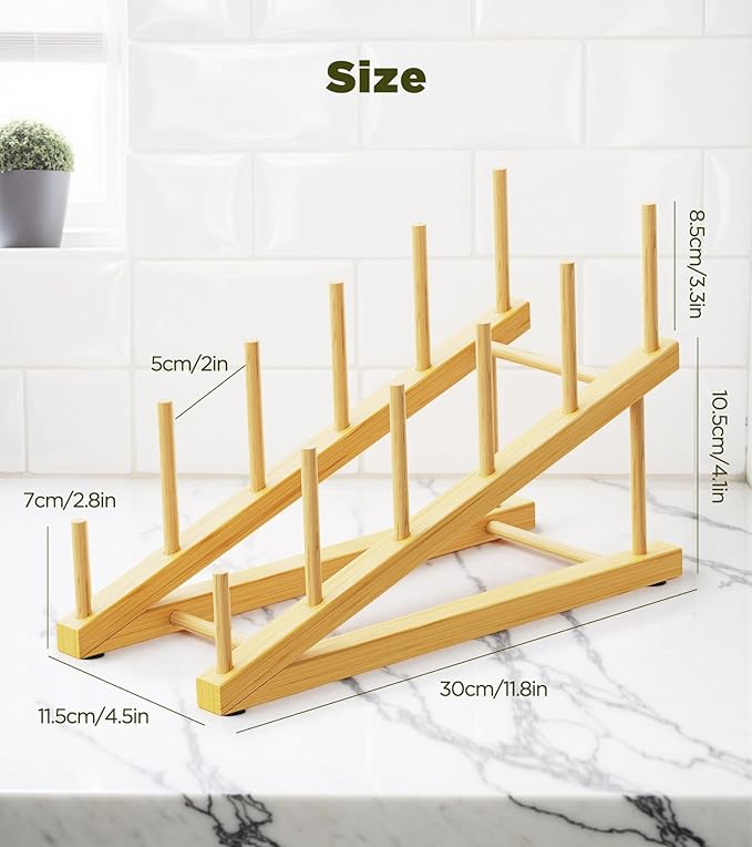 2-Pack Bamboo Dish Drying Rack, 5 Slots Kitchen Organizer Craft Show Display - Image 8