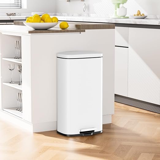 Arlopu 13.2+1.3 Gallon Step Trash Can, Stainless Steel Garbage Bin, Soft-Close - Image 7