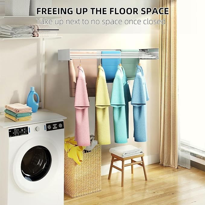 Laundry Drying Rack, Collapsible Wall Mounted Clothes Drying Rack - Image 5
