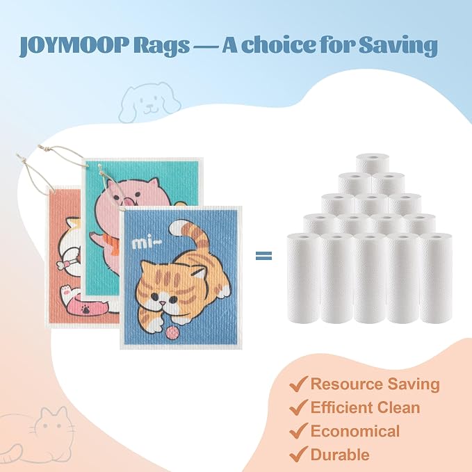 JOYMOOP Cartoon Cellulose Cleaning Cloth, Reusable Absorbent Dish Towels - Image 7