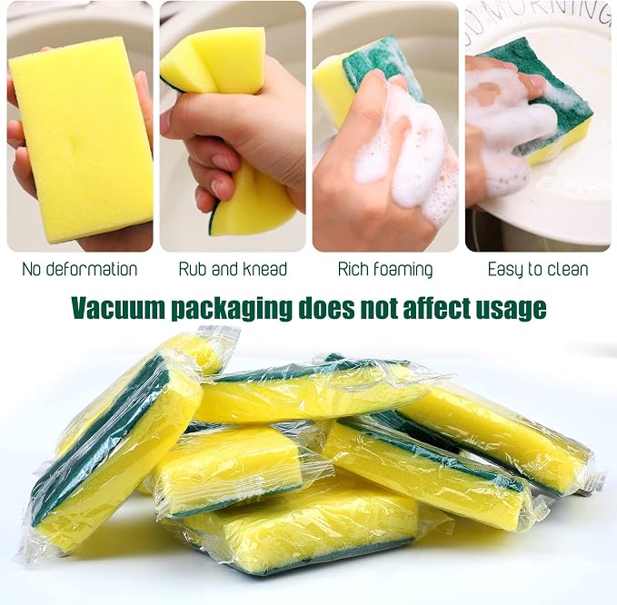 Tanlade 240 Pcs Individually Wrapped Sponge Dishwashing Sponge Bulk Non Scratch - Image 2
