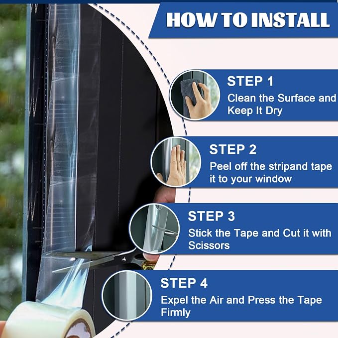 Transparent Weather Sealing Tape 3" x35 Yard, Window Insulation Tape Weather - Image 6