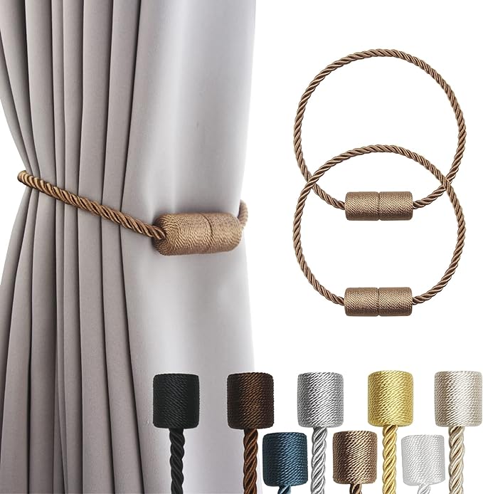 2 Pack Strong Magnetic Curtain Tiebacks Outdoor Elegant Decorative Tie Backs by CurtainTiebacks