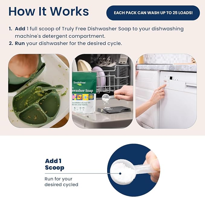 Truly Free Dishwasher Detergent Powder | Natural Dish Detergent, Dishwasher - Image 4