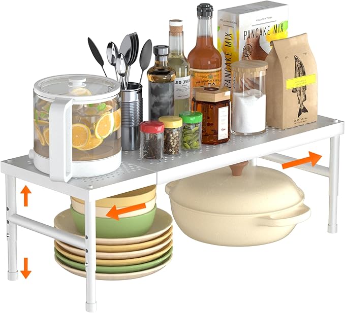 Expandable adjustable stackable kitchen organizer, Spice Racks, Counter Shelf by WELCOMETOHININGER