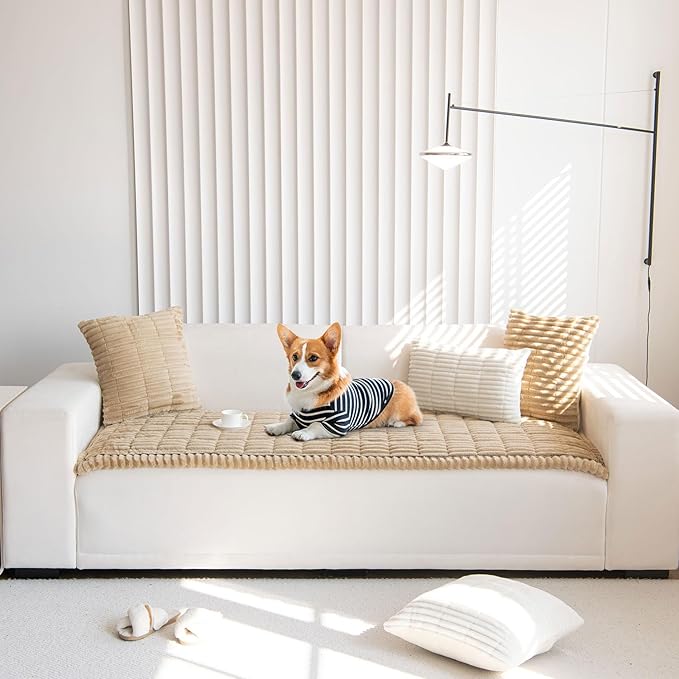 OTOB Dog Couch Covers for 3 Cushion Washable Non Slip Plush Pet Friendly Bed - Image 7
