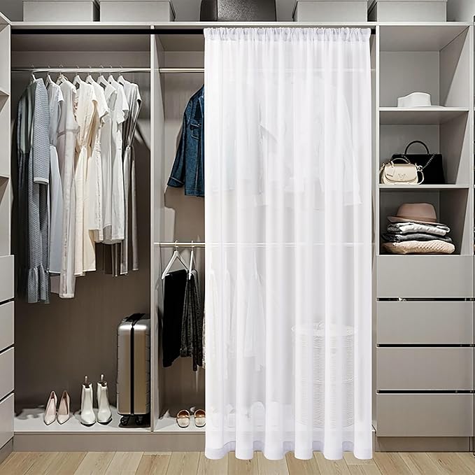 Tollpiz Small Sheer Door Curtain Closet Linen Textured Curtain Sheers Doorway - Image 3