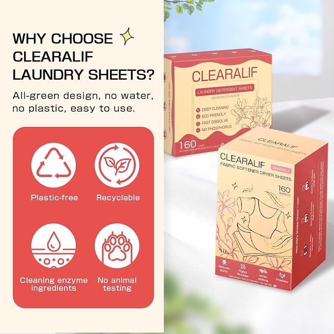 CLEARALIF All in One Laundry Detergent Sheets Kit, Magnolia Scent, 160 Loads - Image 2