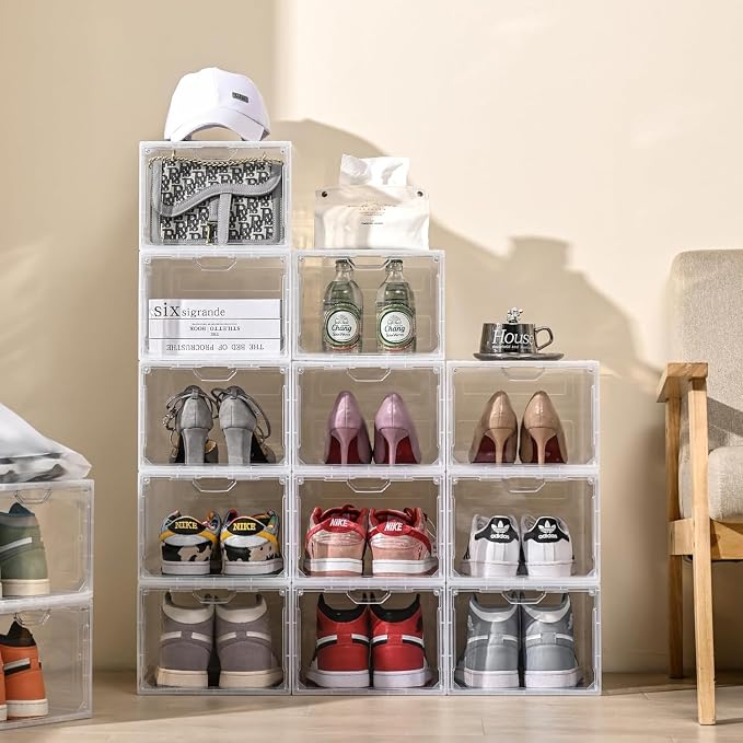 9 Pack Thicken Shoe Organizer Stackable, Upgraded Sturdy Shoe Storage Box - Image 3