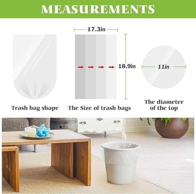 Teivio 3 Gallon 150 Counts Strong Trash Bags Garbage Bags, Bathroom Trash Can - Image 2